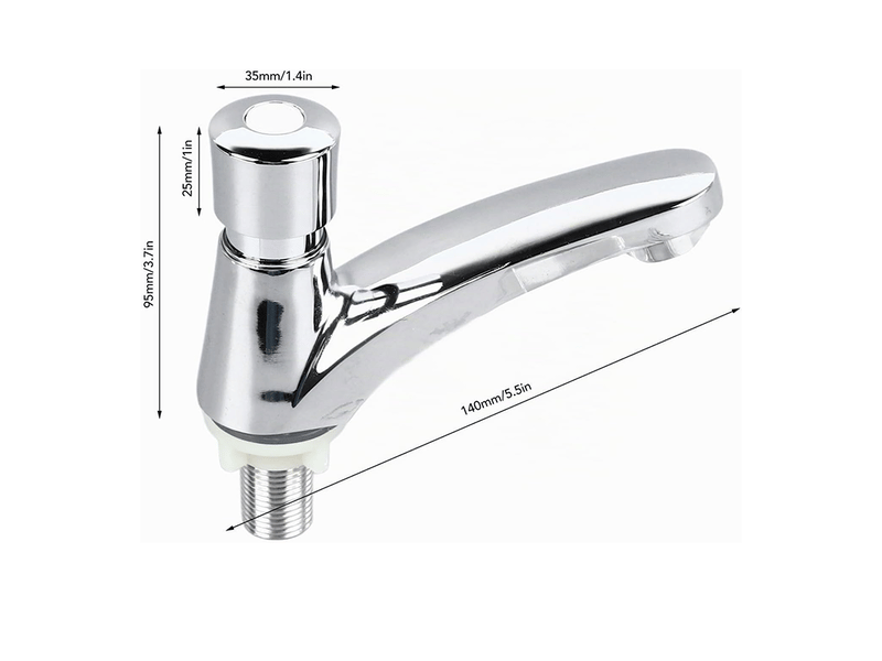 Robinet à poussoir – alliage de cuivre – économiseur d'eau – adapté aux lavabos, salles de bains, cuisines, etc 0W - Conforama E