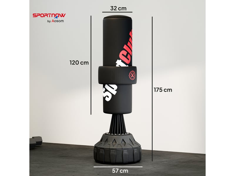  Sac de boxe sur pied autoportant cible réglable en hauteur, avec ventouses, équipement boxe  - Conforama E
