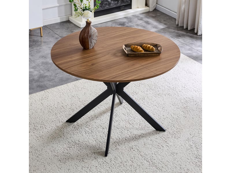  Table à manger extensible en mdf et métal coloris noyer et noir 137x137x76 cm - pangivo  - Conforama B