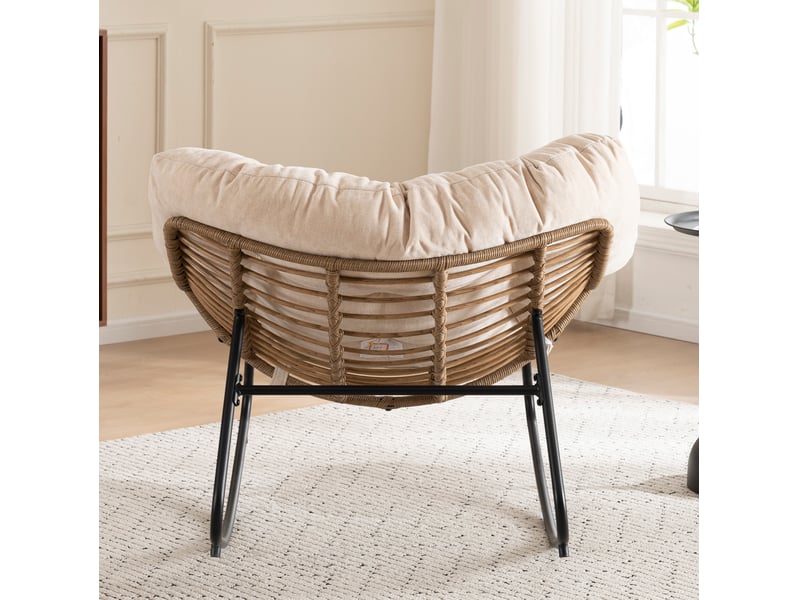  Fauteuil à bascule en tissu chenille beige W3245P321387 - Conforama D