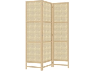 Paravent 3 panneaux pliable 135 x 180 cm naturel homvra