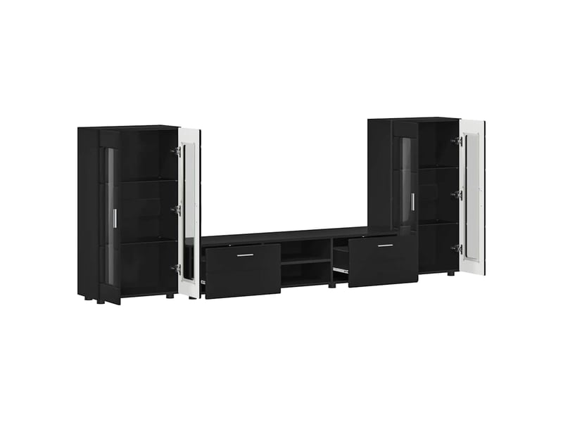  Ensemble meuble tv - banc tv - meuble de rangement florin 3 pcs noir bois d'ingénierie  - Conforama E