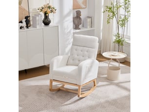 Fauteuil relax manuel <strong>OKMYHOME</strong> <strong></strong> Tissu bouclette blanc vendu A l'unité