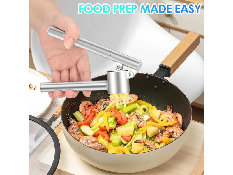  Presse ail, ecrase ail, presse ail inox professionnel, garlic crusher, facile à presser, facile à nettoyer et durable  - Conforama D
