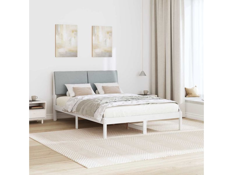 Lit double- lit adulte - cadre de lit avec tête de lit blanc et gris clair 150 x 200 cm - Conforama C