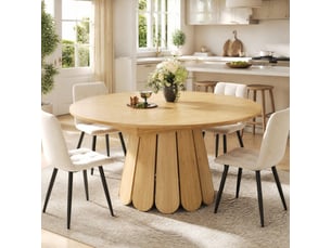 Table à manger extensible ronde en ovale 118x158 cm, panneau de fibres finition bois naturel, jusqu'à 6 personnes