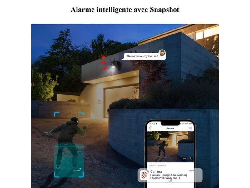  Caméra de surveillance ptz 1080p 4g lte ip66 vision nocturne couleur 360° deux antennes  - Conforama D