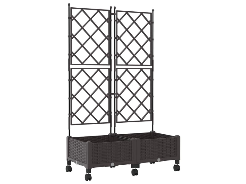  Jardinière - bac de jardin avec treillis et roues 2 pcs marron pp  - Conforama A