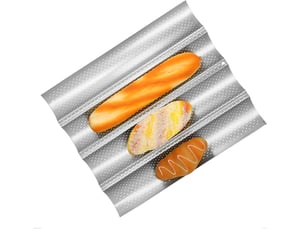 Moule à pain en acier au carbone – argent, 3 ou 4 emplacements, anti-adhésif