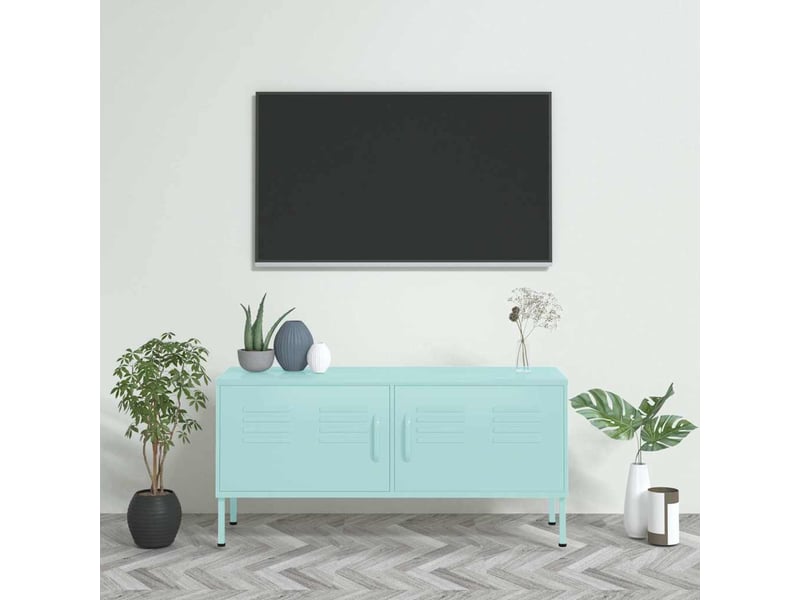  Meuble tv - banc tv - meuble de rangement vert menthe 105x35x50 cm acier  - Conforama B
