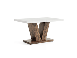 Table à manger rectangulaire 120x80x75 cm blanc et marron rustique