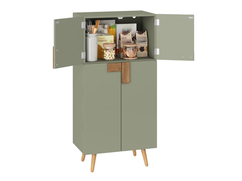  Armoire de cuisine haute 4 portes avec étagères réglables et rangements, 60 x 35 x 120 cm  - Conforama E
