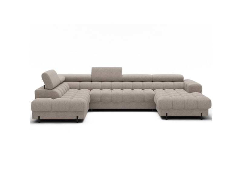 Canapé panoramique convertible beige clair angle gauche feraria 358x93x202cm - Conforama A