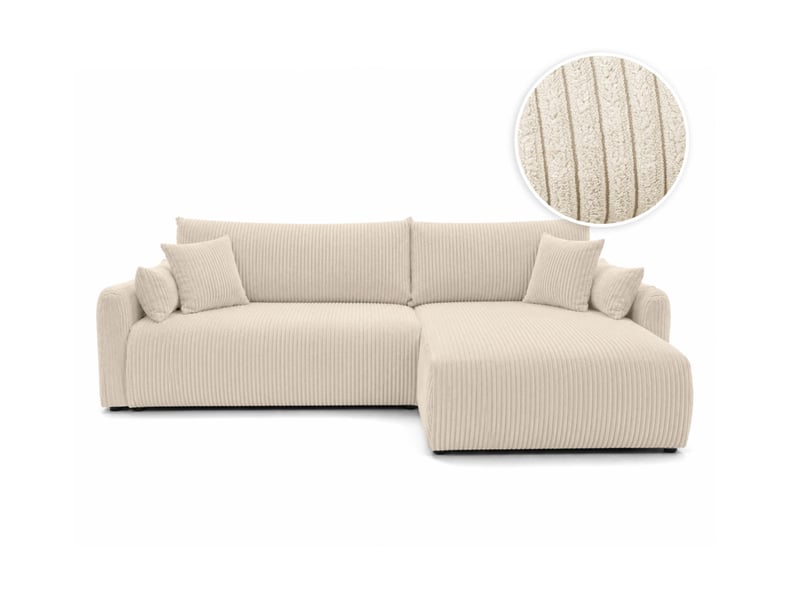  Apoline - canapé d'angle réversible convertible 4 places avec coffre en velours côtelé  - Conforama A
