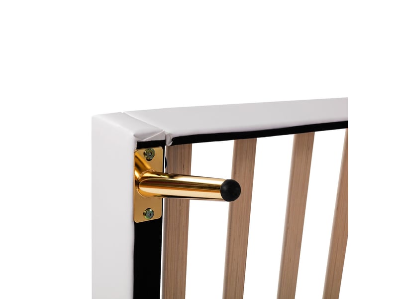 Lit rembourré 90x200 cm en similicuir blanc avec led - lit enfant - forme couronne, pieds surélevés, sommier inclus - Conforama C