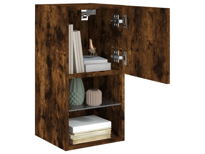  Lot de 2 meuble tv avec lumières led chêne fumé 30,5x30x60 cm  - Conforama E
