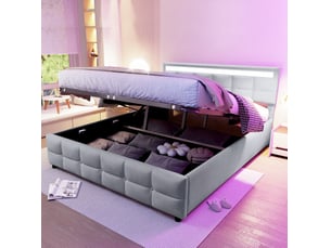 Lit avec rangement 180x200 cm MIVRAY coloris gris