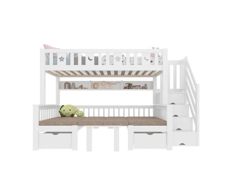  Lit mezzanine 90x200cm coloris blanc pin lit enfant blanc - Conforama A