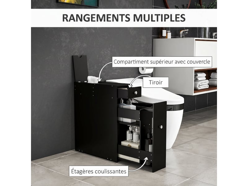  Meuble de rangement pour wc et salle de bain en mdf 17 x 48 x 58 cm  - Conforama E