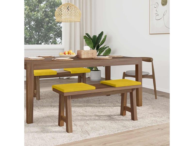  Lot de 4 coussins de banc, coussins d'assise, coussins pour chaisecanapé velours jaune profondeur 35 cm cf52617  - Conforama C