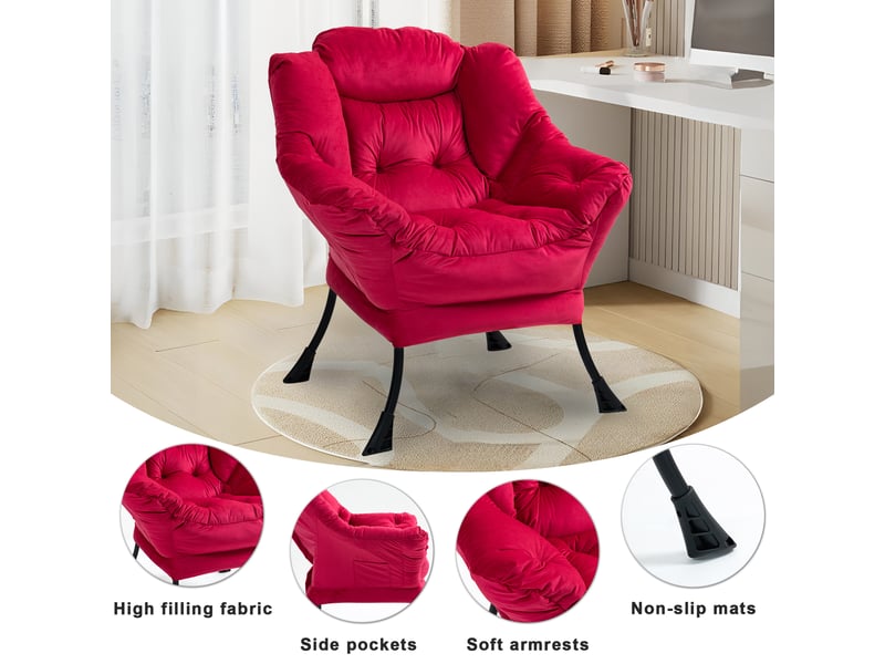  Fauteuil de relaxation en métal rouge brique  - Conforama D