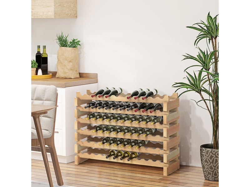  Casier à vin modulaire et empilable à 6 niveaux pour 72 bouteilles, en sapin massif, idéal pour les caves à vin, les bars et les, 114 x 28 x 85 cm  - Conforama C