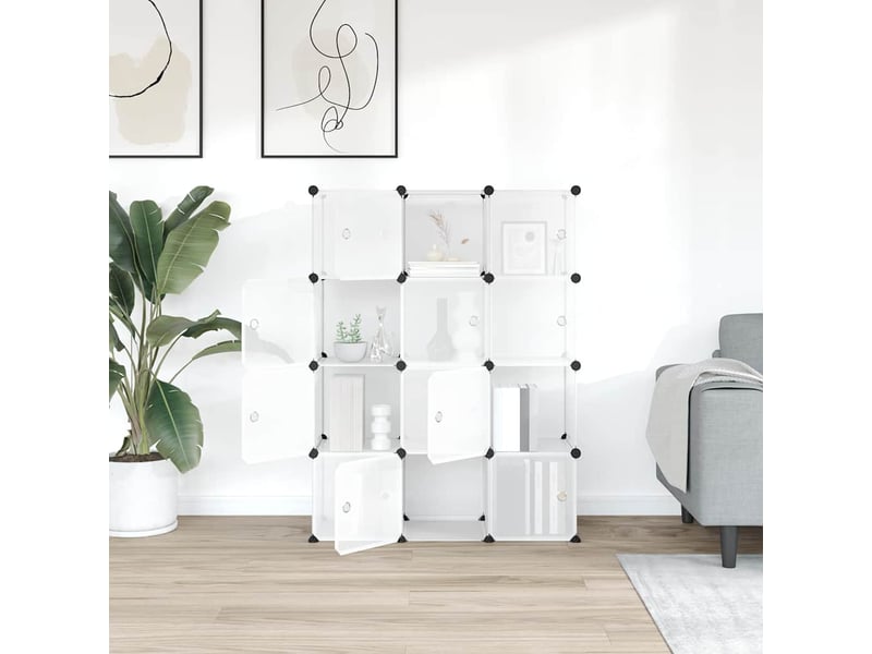 Organiseur de rangement en cube avec 12 cubes et portes en pp transparent - Conforama C