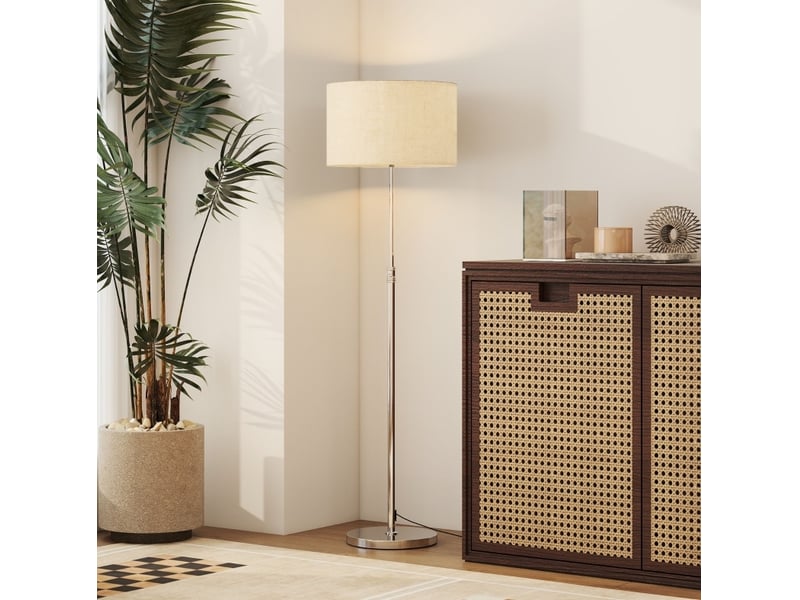  Lampadaire réglable en hauteur ø40 x h133-168 cm en acier avec télécommande beige chicfurn  - Conforama C