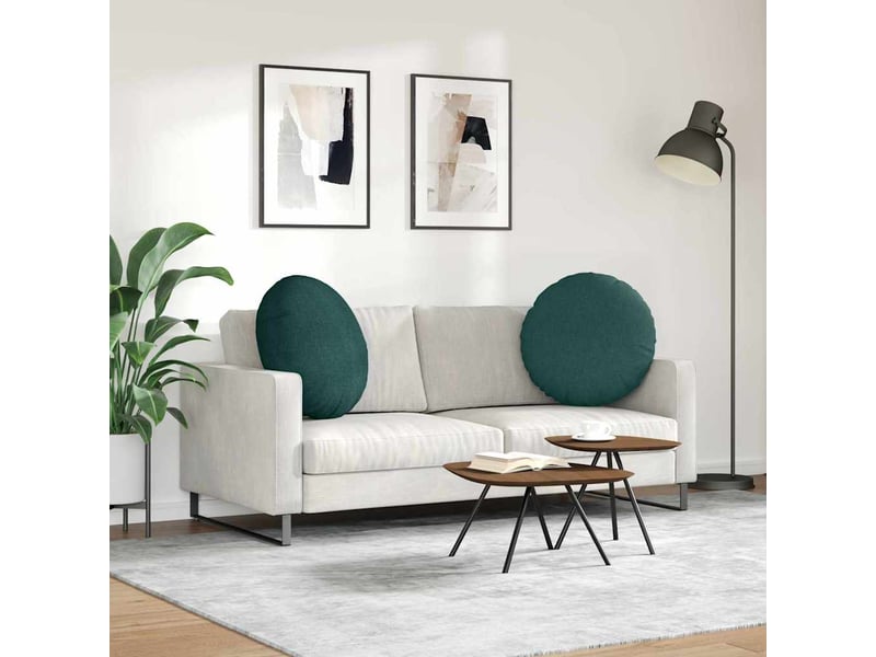  Lot de 2 coussins de siège, coussins décoratifs tissu vert foncé ø60 x 21 cm cf59876  - Conforama D