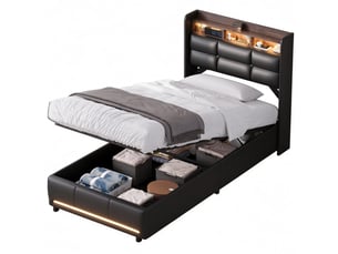 Lit coffre 90x200 cm FERRARINI   coloris noir
