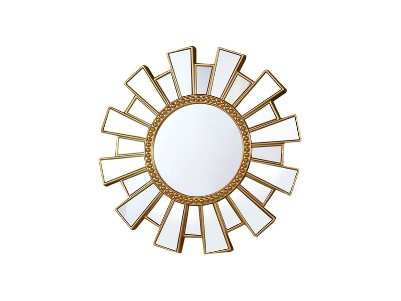 Miroir rond suspendu doré – miroir sculpté de style européen – décoration bohème pour salons et bureaux – 25 cm  - Conforama A