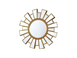 Miroir rond suspendu doré – miroir sculpté de style européen – décoration bohème pour salons et bureaux – 25 cm