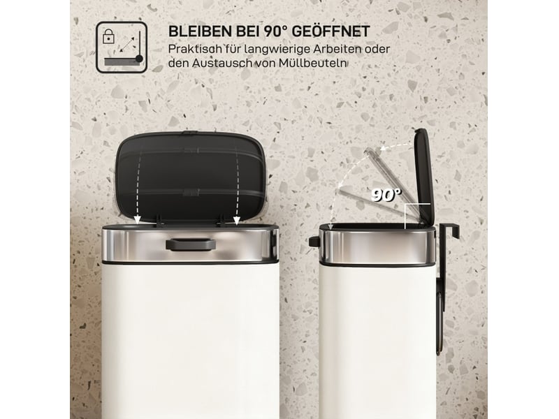  Corbeille à déchets 5 l 21,5x19,5x30 cm à poser ou à suspendre blanc crème  - Conforama D