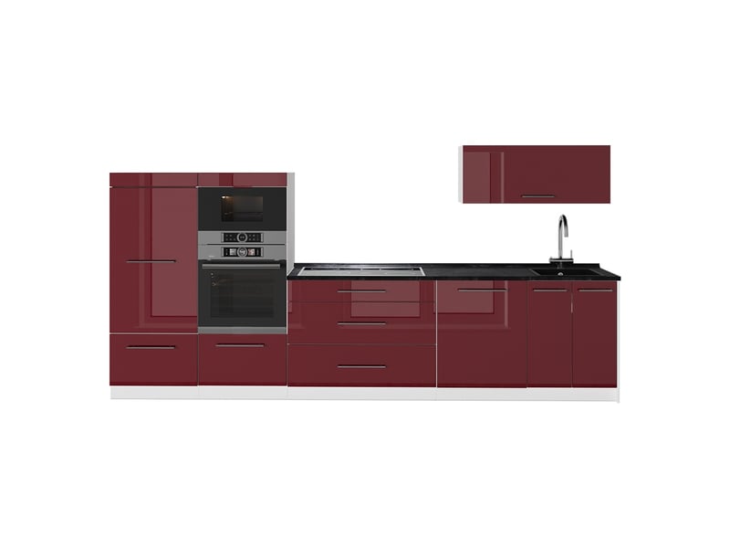 Vicco cuisine, rouge bordeaux haute brillanceblanc, 340cm, pt anthracite - Conforama A