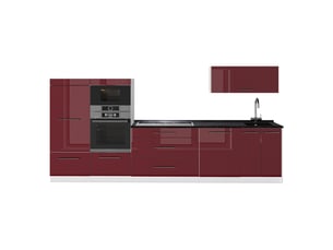 Vicco cuisine, rouge bordeaux haute brillanceblanc, 340cm, pt anthracite