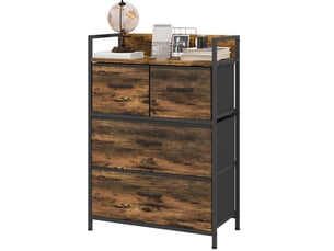 Commode, sideboard, 4 tiroirs en tissu, design industriel, 60x29x85cm, brunnoir