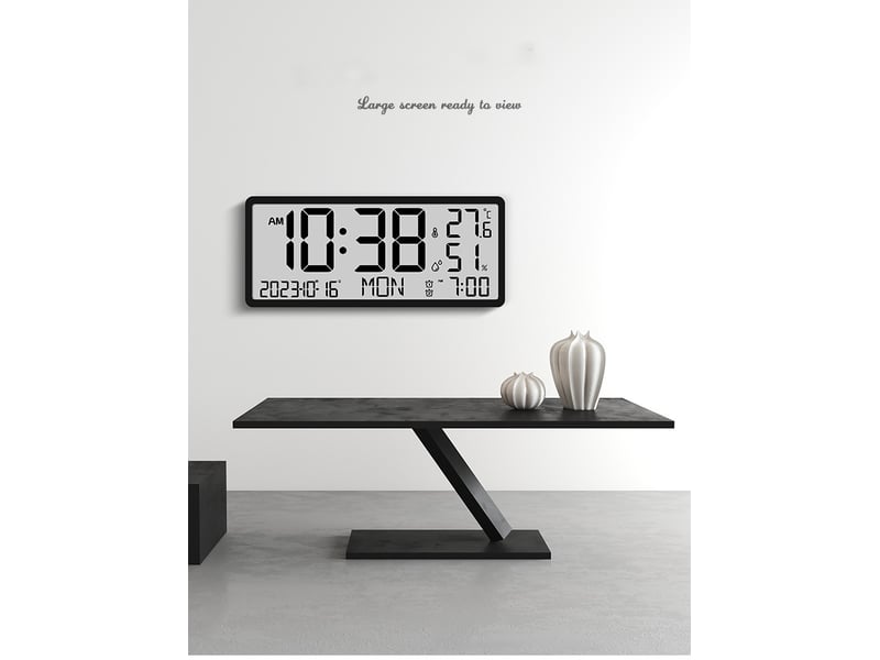  Horloge murale numérique  heure-date-température int.-humidité noir  - Conforama C