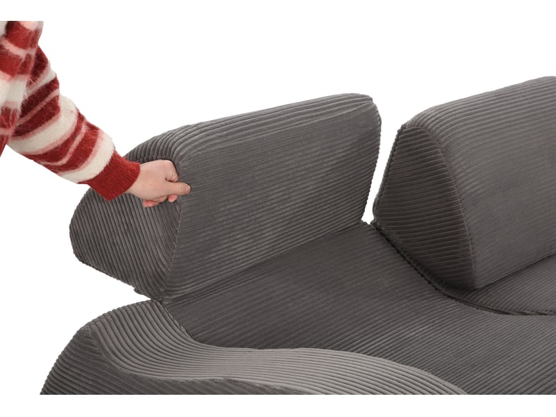  Canapé modulable convertible 3 places 247x115x76 cm compressé, mousse douce, velours côtelé couleur gris  - Conforama D