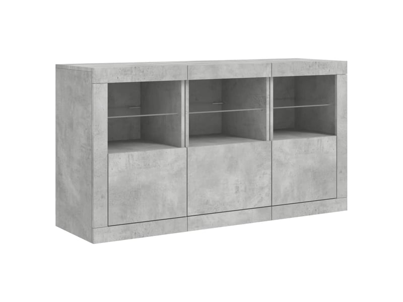  Buffet - bahut - meuble de rangement avec lumières led gris béton 123x37x67 cm  - Conforama E
