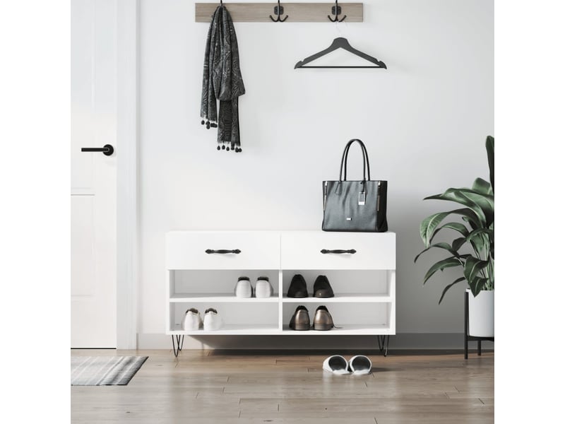  Banc à chaussures blanc brillant 102x35x55 cm bois d'ingénierie shl7395  - Conforama B