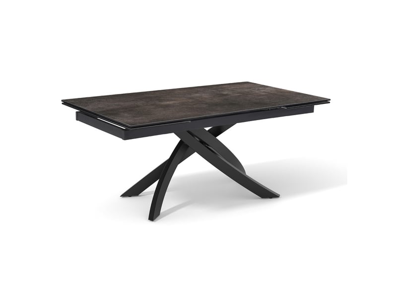 Table extensible 180 à 260 cm céramique gris vieilli pied entrecroisé - maine 11  - Conforama A