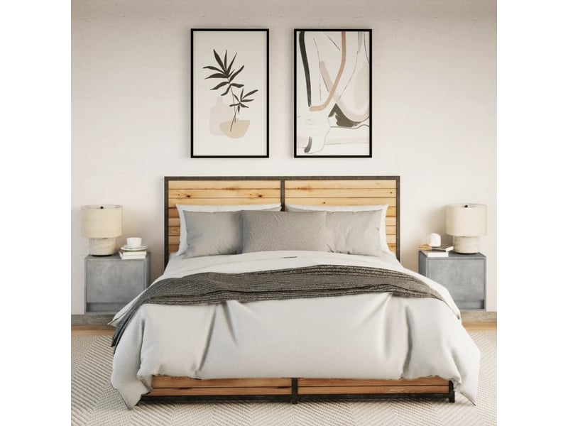 Lot de 2 tables de chevet - cabinet de chevet - table de nuit murales avec lumières led gris béton - Conforama C