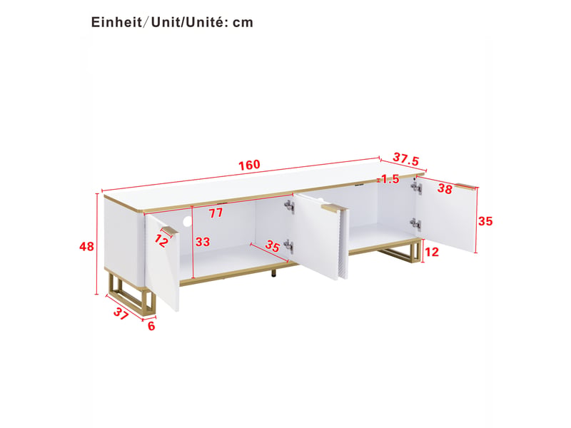  Meuble tv blanc 160 cm mdf meuble tv blanc - Conforama C