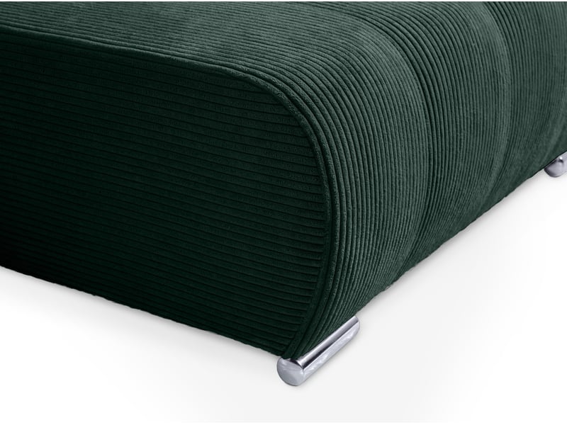 Canapé d'angle convertible velutti l velours côtelé poso vert, méridienne gauche avec coffre  - Conforama E