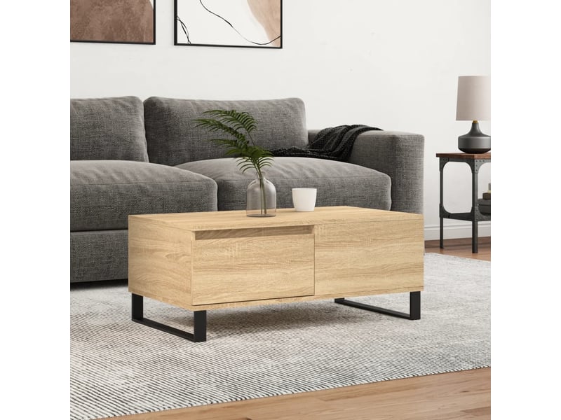  Table basse | table de salon chêne sonoma 90x50x36,5 cm bois d'ingénierie shl8448  - Conforama B