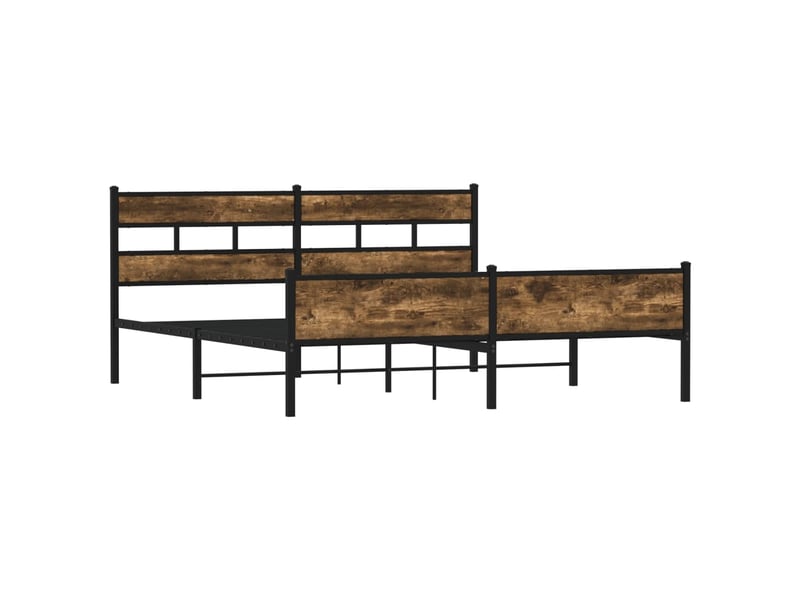  Lit double- lit adulte -  cadre de lit en métal sans matelas chêne fumé 200x200 cm  - Conforama B