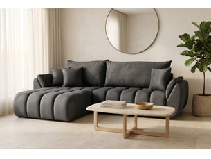 Canapé d'angle modulable avec fonction couchage oti, monolith gris (95)