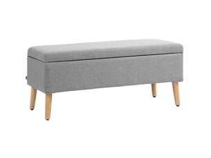 Banc coffre 110x39x45 cm, banc de lit moderne, pieds en bois, rectangulaire, chambre et salon, polyester, gris clair