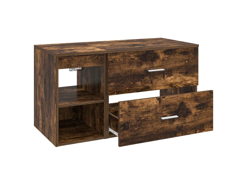 Ensemble de mobilier de salle de bain 2 pcs chêne fumé shl8002 - Conforama D