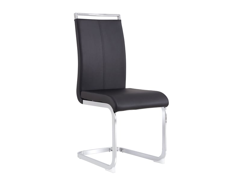  Lot de 4 chaises luge en similicuir noir, piétement en métal chromé WF297883AAS - Conforama B
